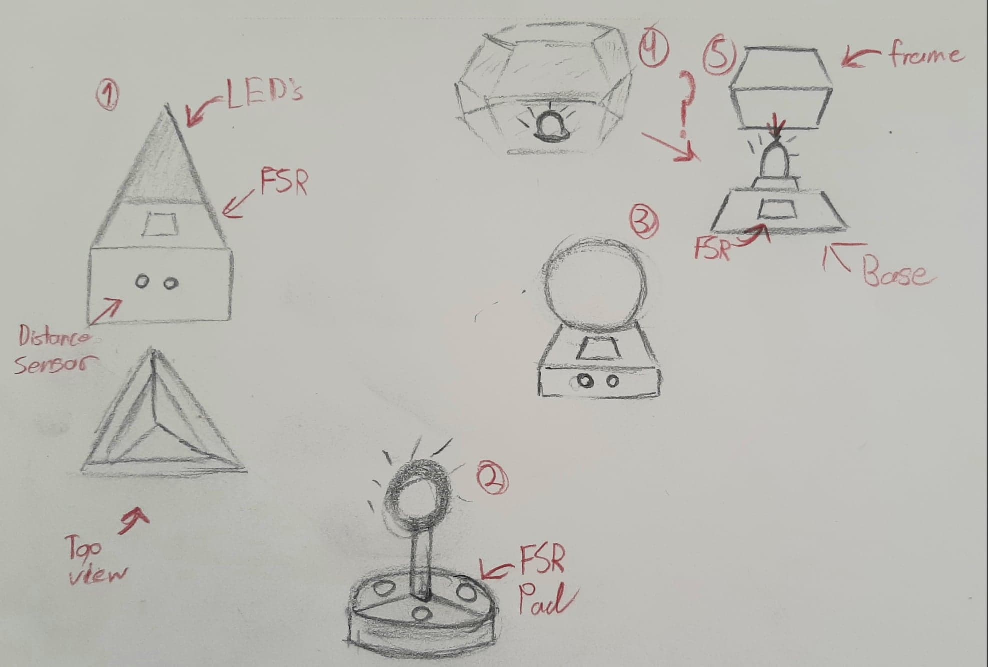 A sketch showing various forms imagined for the installation